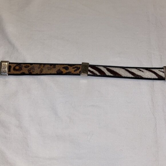 Brighton Vintage Calf Hair Zebra Cheetah Croc Embossed Belt Size 32 Large Q3903 - Picture 3 of 10